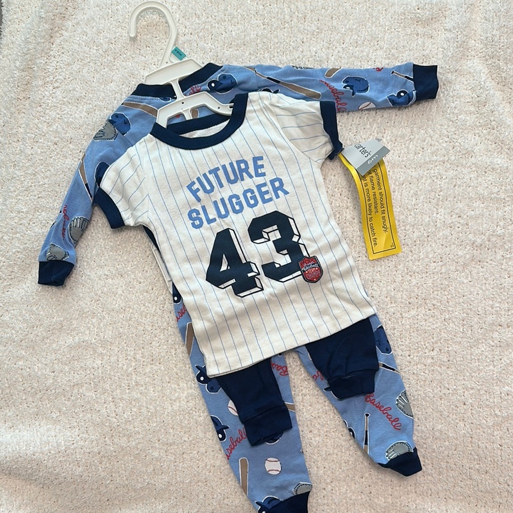 Carter's Blue Baseball Print Baby Set